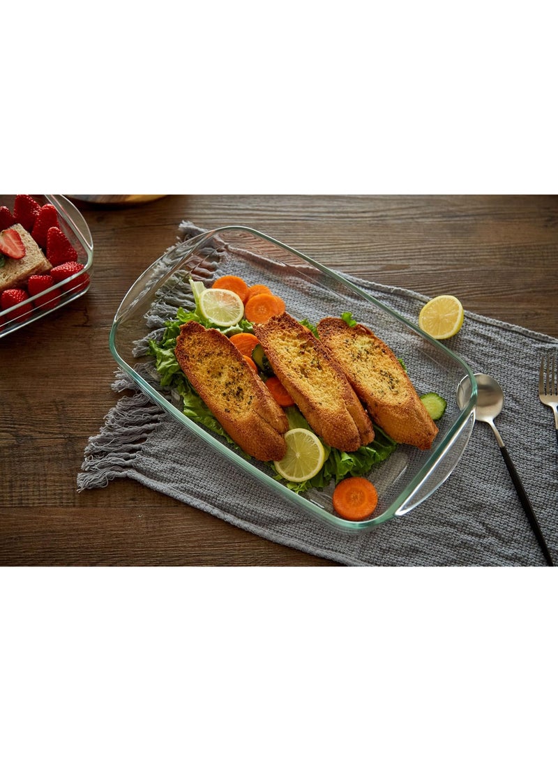 أوركيد صينية خبز مستطيلة من زجاج البوروسيليكات سعة 2 لتر من أوركيد نيوفلام، طبق فرن وأداة خبز آمنة للاستخدام في الميكروويف لتحضير اللازانيا، طبق تحميص زجاجي، أواني طهي الكاسرول، طبق خبز وصينية تقديم. - Image 3